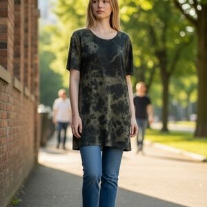 Dress Dye Black and Green Women's Top